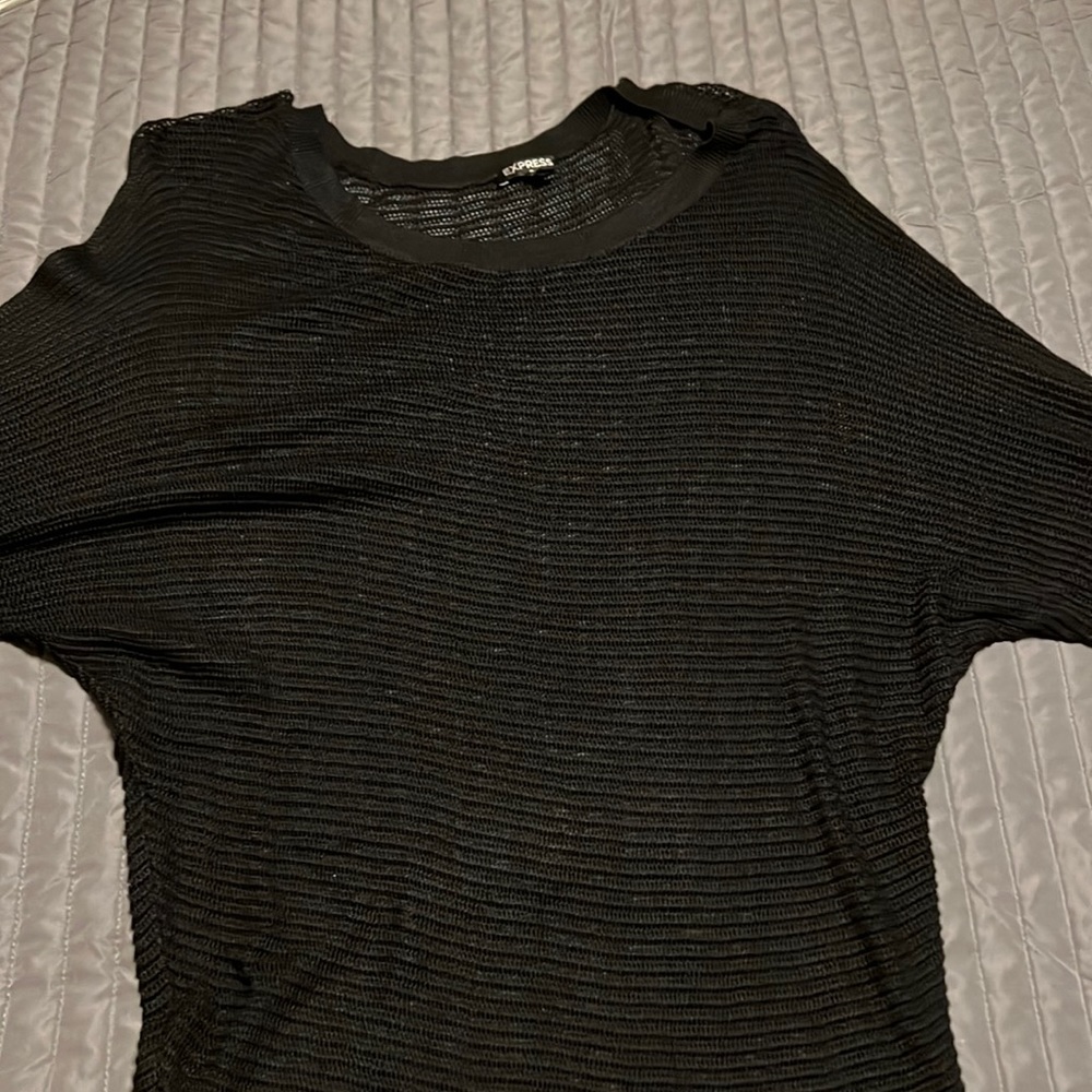Black size medium express, sheer shirt
